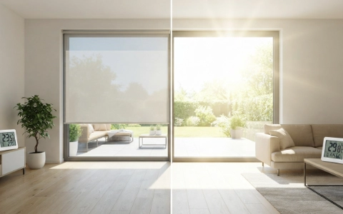 ¿Cuántos grados baja un salón con el tejido adecuado en la ventana?