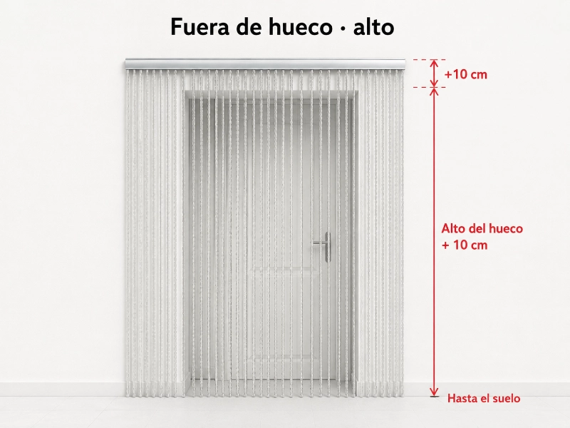 Medición del alto fuera del hueco para cortina antimoscas